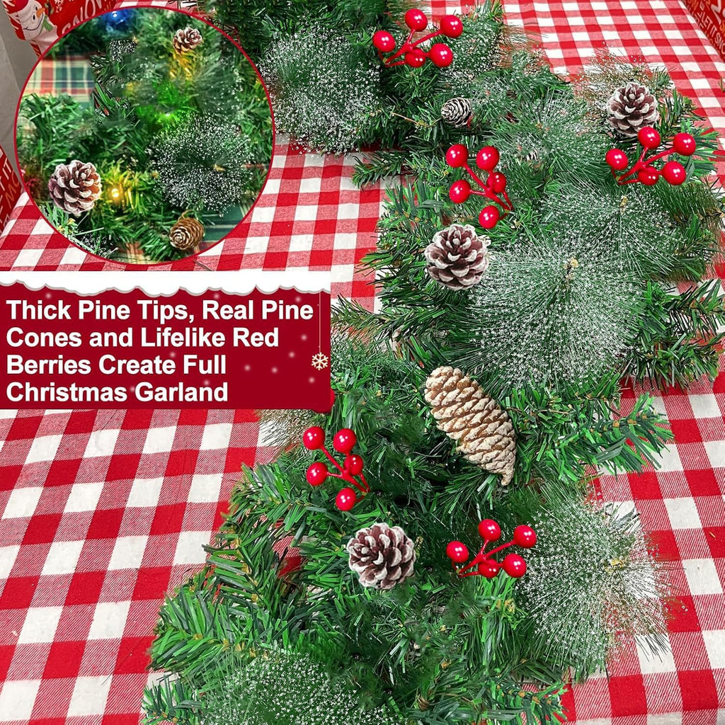 remote control&super long&8 modes-18ft prelit snowy bristle pine showing dimensions