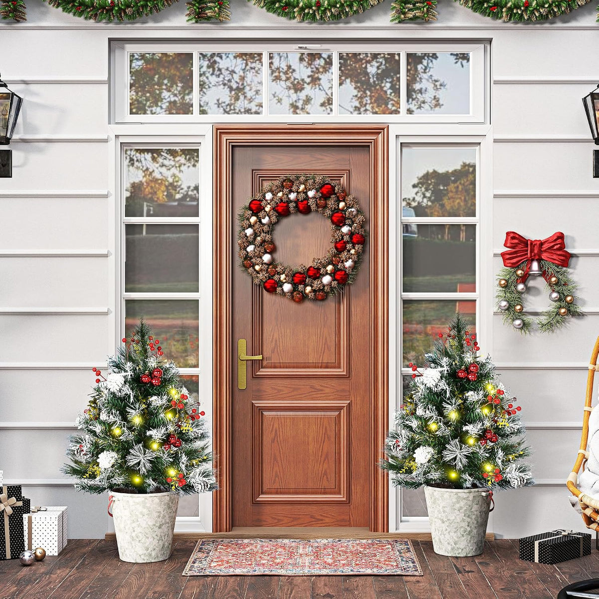 homcom artificial christmas tree prelit cordless 2 pieces shown in use