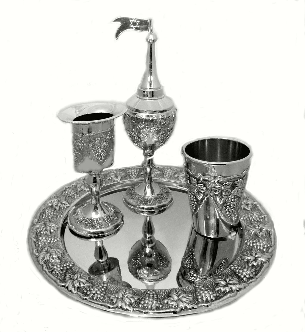 Havdallah set (set Havdalah) for the Shabbat engraving of grapevine, Nickel by Rimmon