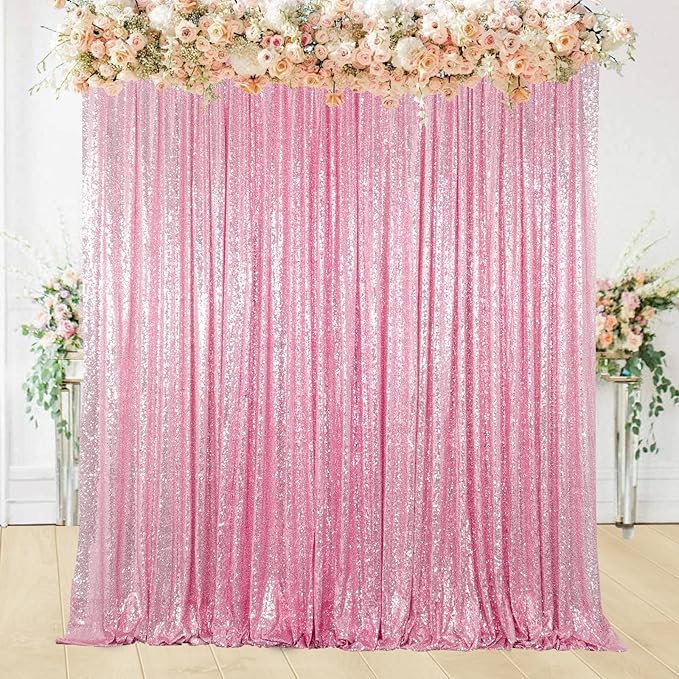ShiDianYi 4FTX6FT-Fuchsia Pink-Sequin Photo Backdrop, Wedding Photo Booth,Photography Background (Fuchsia Pink)