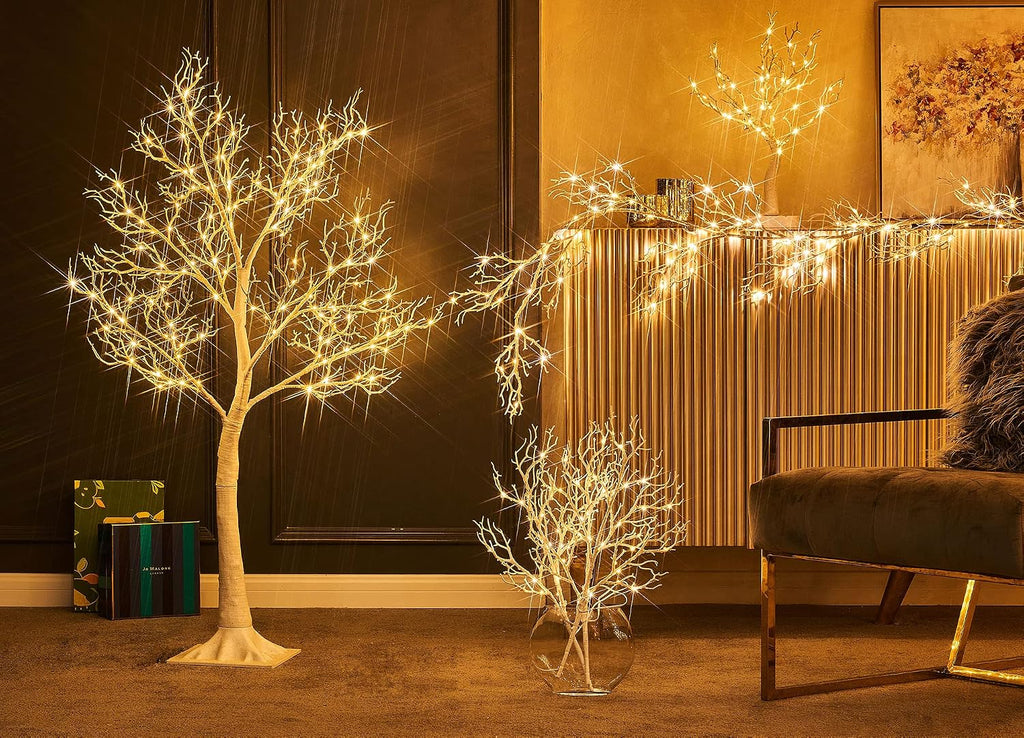 litbloom white tree with lights plug in 4ft shown in use