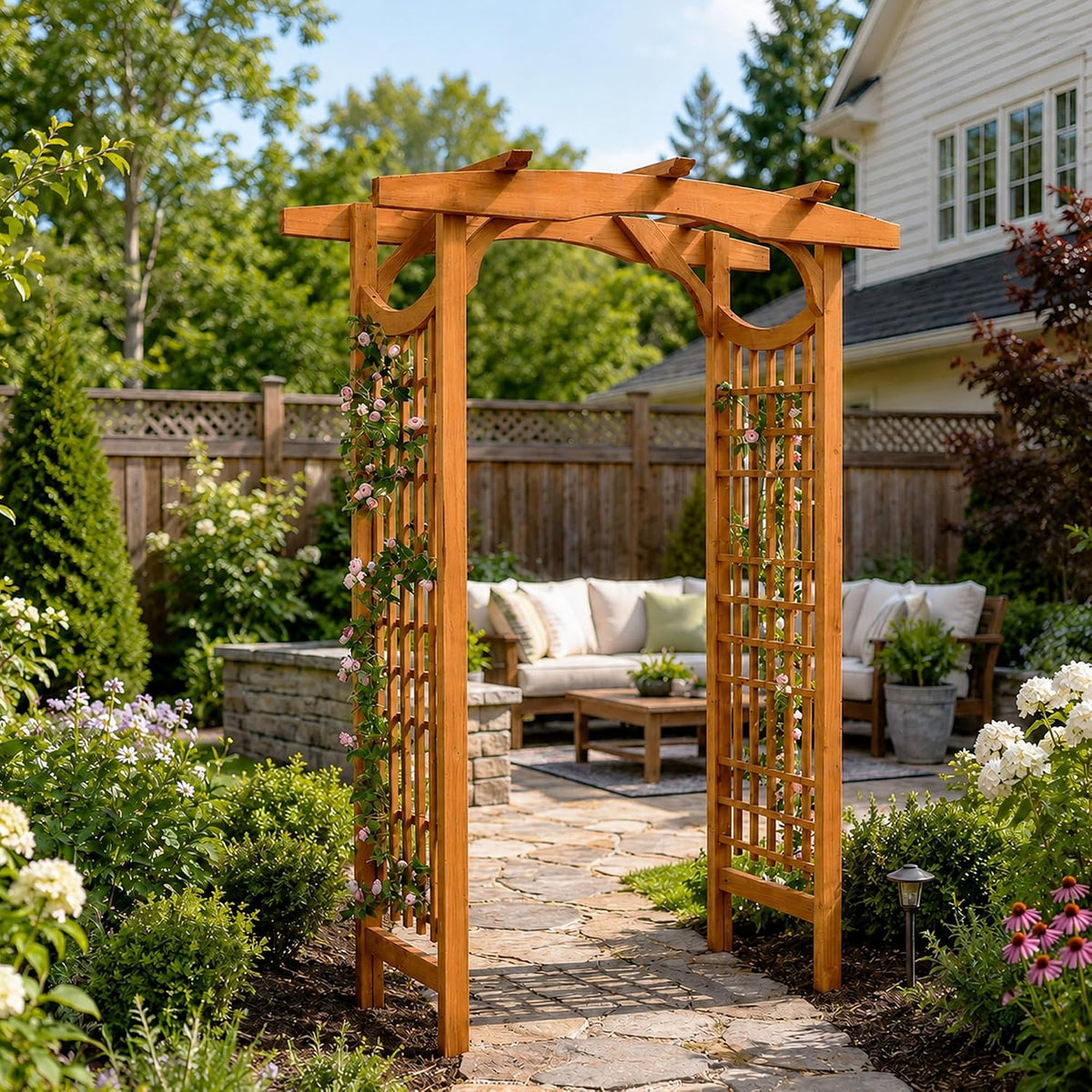 solid fir wood garden arch trellis for climbing, main product view