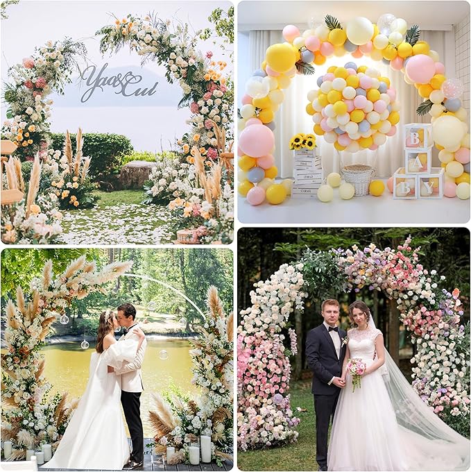 Asee'm 7.2FT White Wedding Arch Round Backdrop Stand Large Circle Metal Floral Balloon Frame for Party Anniversary Birthday Graduation Valentine Ceremony Decorations