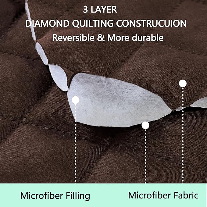 Reversible Loveseat Sofa Covers Couch Cover Furniture Protector(Loveseat Small,Chocolate/Taupe)