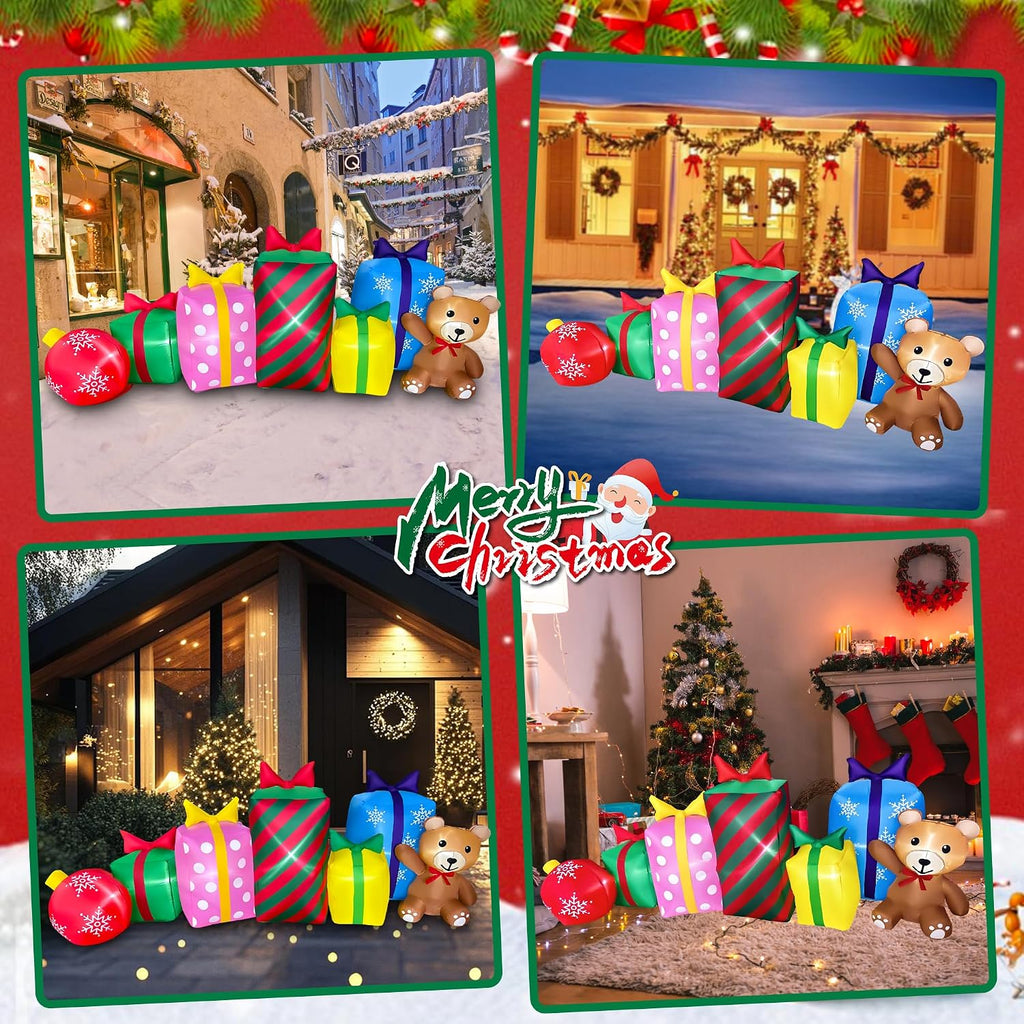 seasonblow 8 ft christmas inflatable gift boxes with, close-up detail