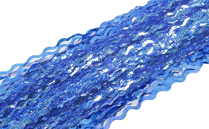 4 Pack 3.3 ft x 6.6 Wavy Sparkle Dark Blue Foil Fringe Backdrop Curtain - Navy Blue Streamer Backdrop Tinsel Curtains for Door Streamers Ocean Birthday Party Decorations Disco Party