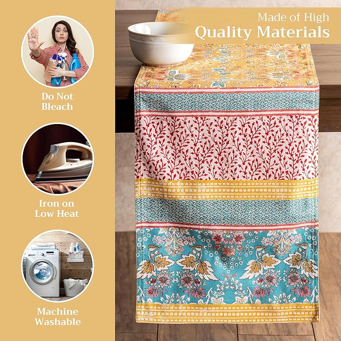 Maison d' Hermine Table runner 100% Cotton Double Layer Table Runners 108 inches long Decorative for Home Kitchen Dining Party Baby Shower Wedding Bridal Shower Spring Summer (Marquise, 14.50" x 108")