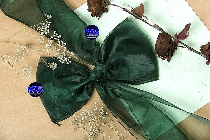 MDS Pack of 125 PCS Organza Chair Sashes Wider Dining Chair Bows Ribbon Tie Back for Wedding Party Birthday Bridal Shower Reception Event Banquet Home Chair Cover Decoration - Hunter Green