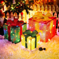 set of 3 christmas lighted gift boxes,outdoor christmas, main product view
