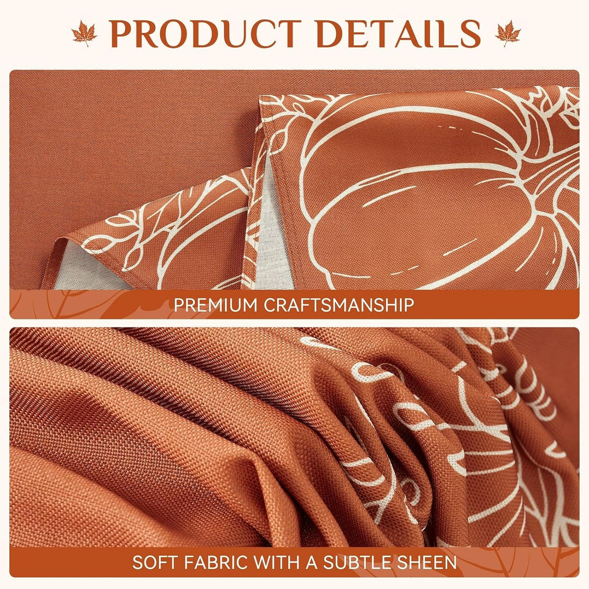 Softalker Long Fall Tablecloths 60x120 Inch Rectangular, Faux Linen Autumn Ta...