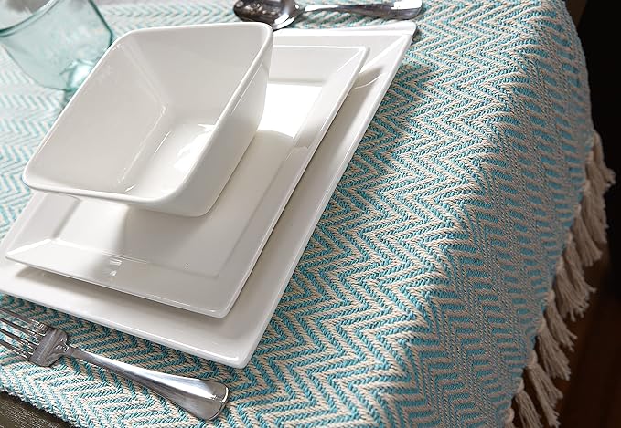 DII Woven Basic Tabletop Collection, Chevron Table Runner, 15x108, Aqua