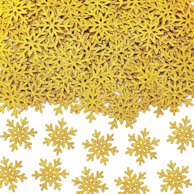 MARFOREVER Christmas Snowflake Glitter Confetti, Gold Snowflake Paper Confetti Winter Snow Sprinkles Sequins Table Centerpiece for Winter Wonderland Xmas Holiday Wedding Party Supplies Decorations