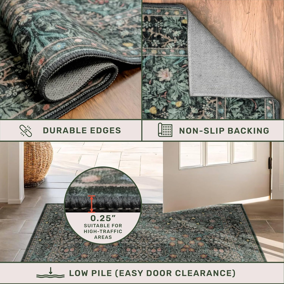 8ft Long Runners for Hallways Non Slip, 2'6" x 8' Floor Runner f...