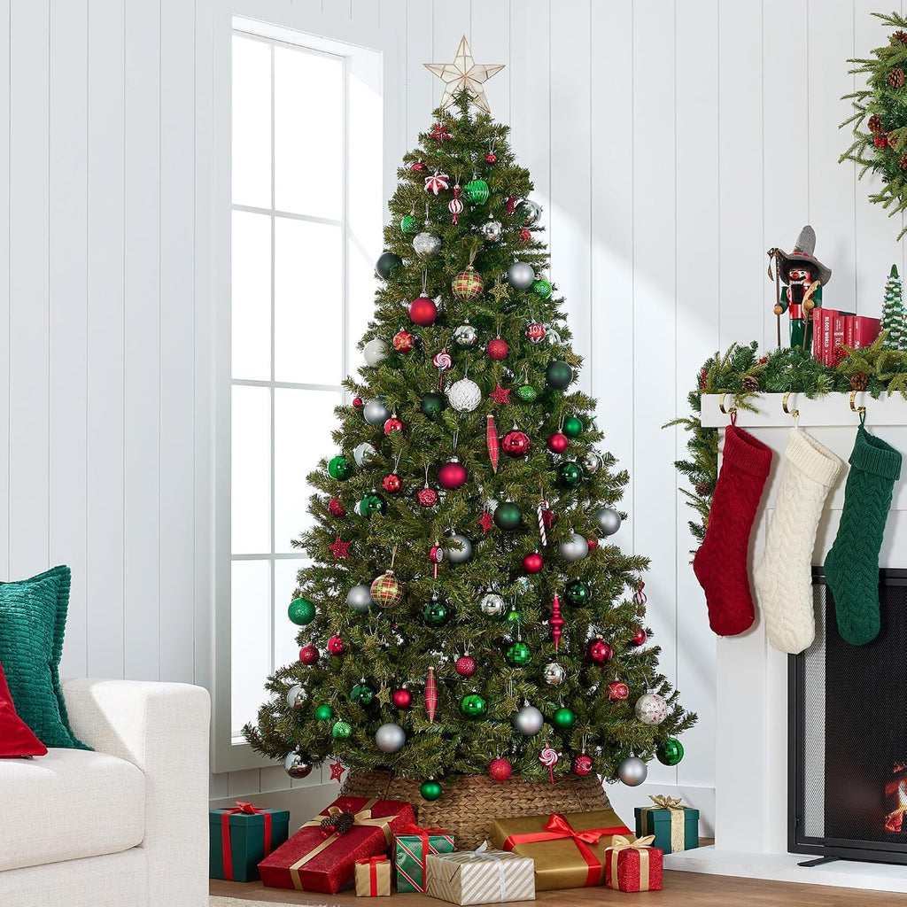 best choice products artificial christmas tree, 7.5ft premium, close-up detail