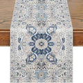 Snycler Table Runner Boho Table Runners Vintage Elegant Farmhouse Table Center Linen Decor for Home Dining Party Entrance (13x72 Inch) Boho-White