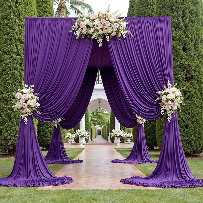 8 Panels Purple Backdrop Curtains for Party Background, Wrinkle Free Purple Photo Backdrop Drapes Back Drop Cloth for Wedding Birthday Photography Baby Shower Decor, 40ftx10ft