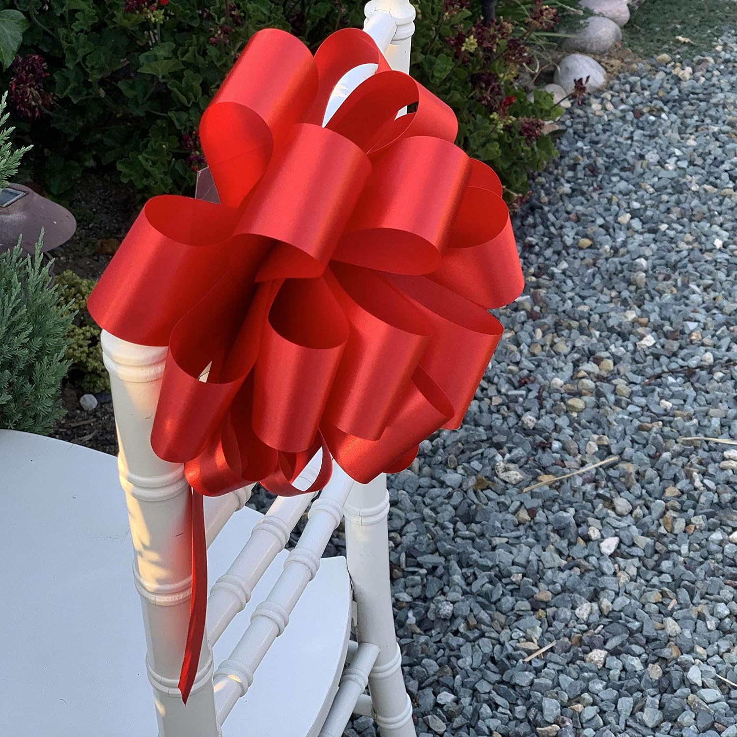 Large Red Ribbon Pull Bows - 9" Wide, Set of 6, 4th of July, America 250 Anniversary, Wreath, Fundraiser, Gift Basket, USA Patriotic, Team Colors, Birthday, School Graduation, Labor Day, Veterans Day