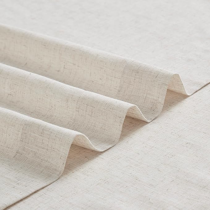 Vision Home Natural Pinch Pleated Semi Sheer Curtains Textured Linen Blended Light Filtering Window Curtains 102 inch for Living Room Bedroom Patio Pinch Pleat Drapes with Hooks 1 Panel 60" Wx102 L