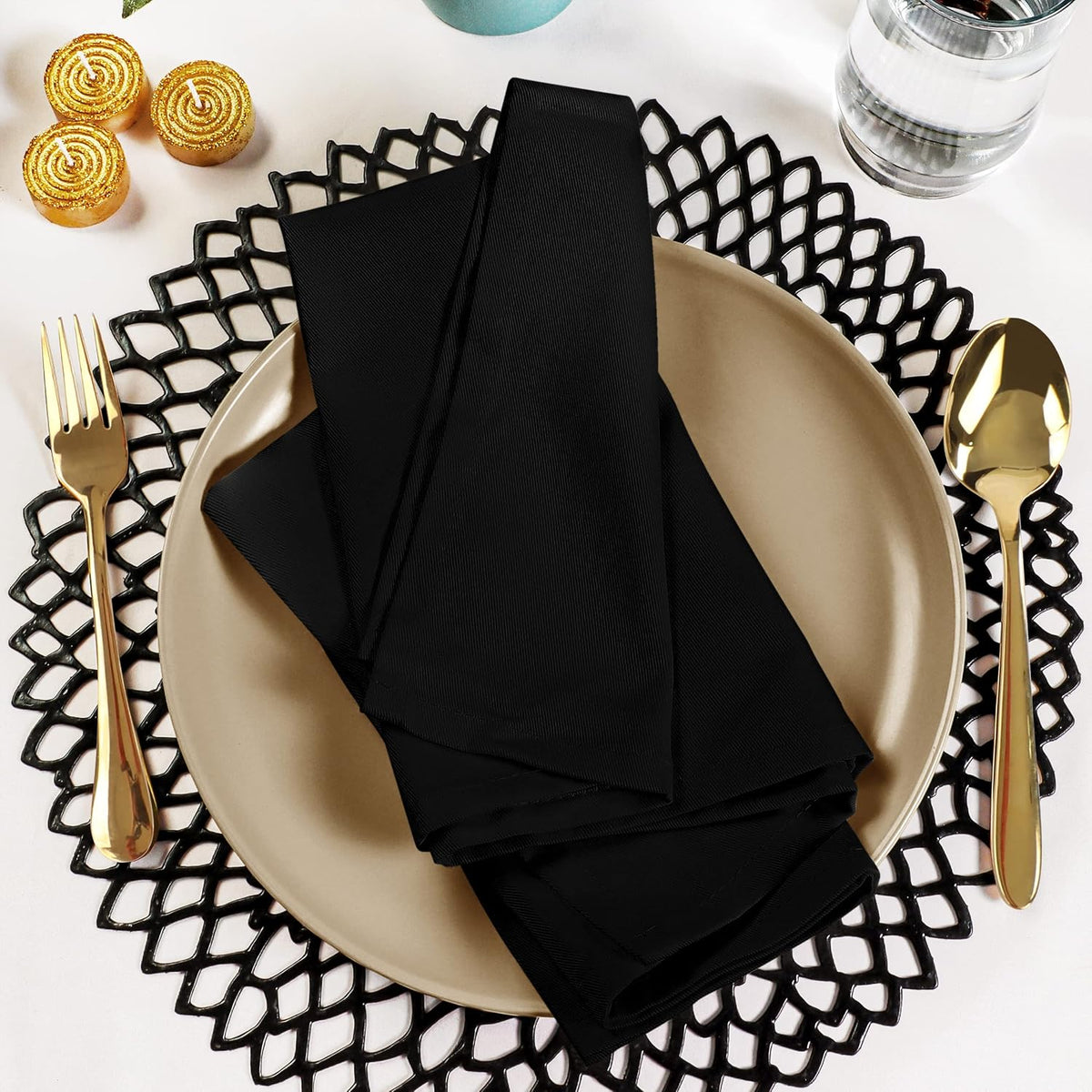 Utopia Kitchen Cotton Blend Black Cloth Napkins [24 Pack, 18x18 Inch]