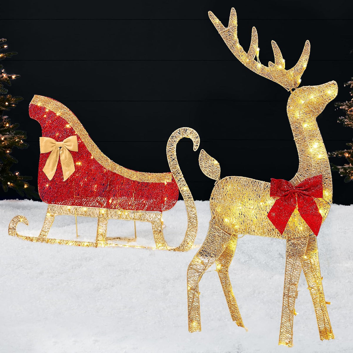best choice products 4ft lighted 2d reindeer &, main product view