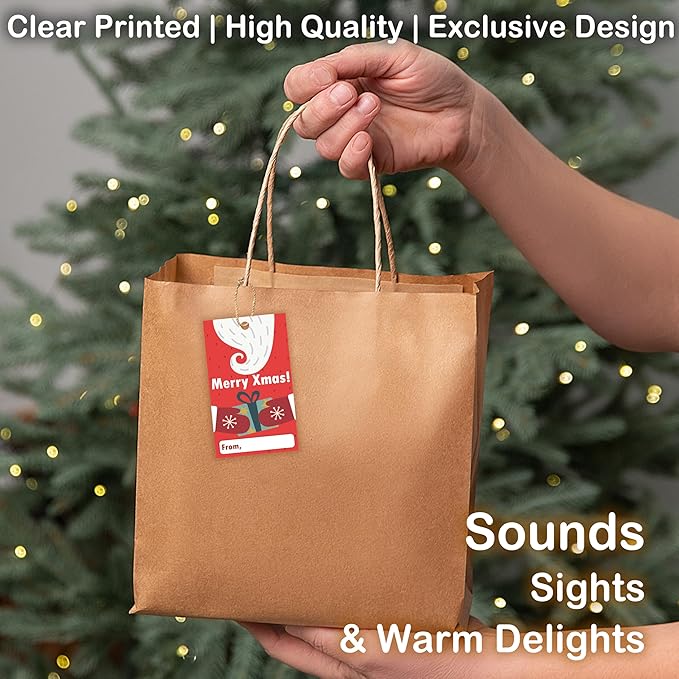 40 Pcs Christmas Gift Tags, 2.1"×3.5" Merry Xmas Paper Tags with String, Hanging Christmas Presents Label Wrapping for Party FavorDecorations, 4 Styles - A04