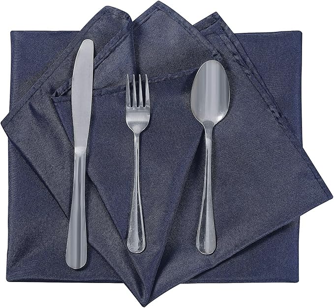 Cloth Napkins 20x20 inch Washable Polyester Dinner Napkins Soft Table Napkins for Wedding Party Dining Banquet(Navy,100PCS)