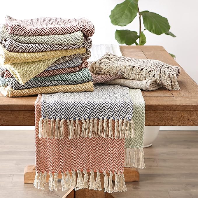 DII Woven Basic Tabletop Collection, Chevron Table Runner, 15x108, Barn Red