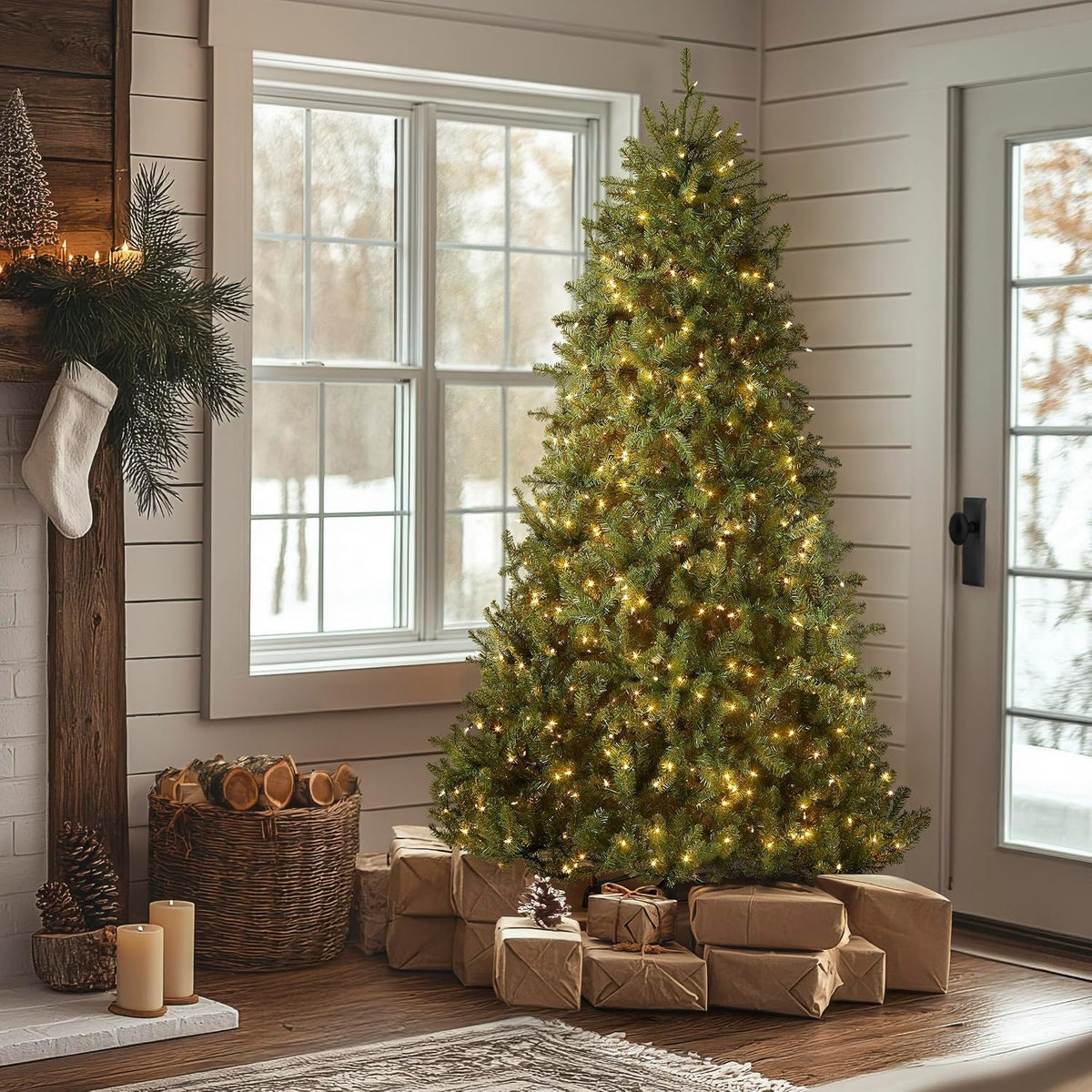 national tree company 6.5ft pre-lit dunhill fir artificial, close-up detail