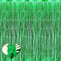4 Pack Green Fringe Curtain Backdrop, 3.2Ft x 6.6Ft Metallic Tinsel Foil Fringe Streamers Background for Photo Booth Birthday Wedding Baby Shower Carnival Easter Mother’s Day Party Decorations