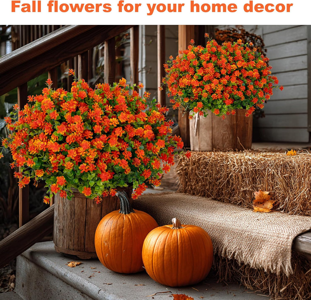 axylex artificial mums for outdoors, fake fall flowers on a desk or shelf