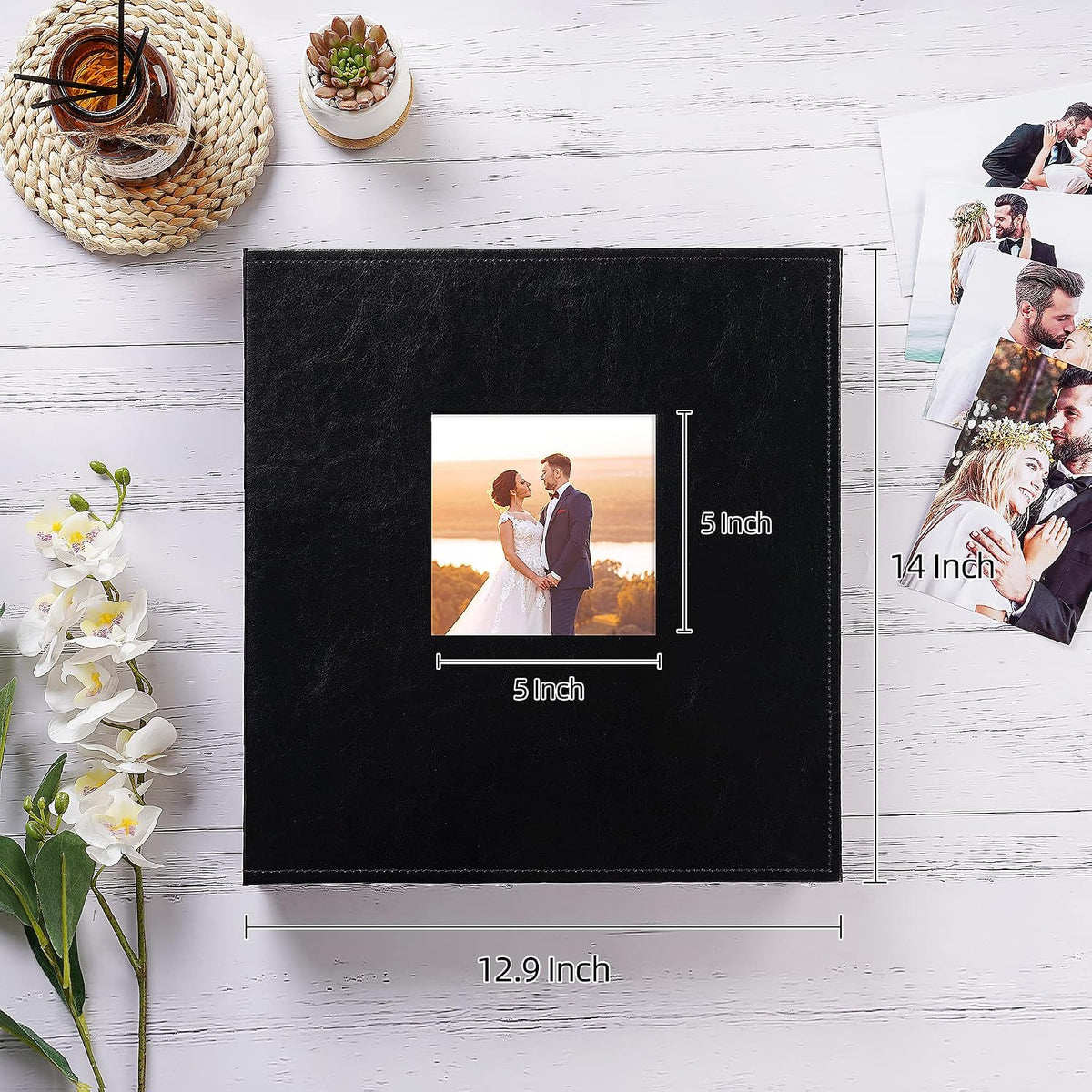potricher Large Photo Album 4x6 1000 Photos, Leather Cover, Black