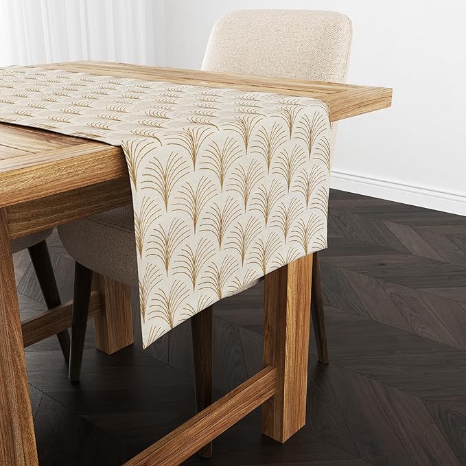 Ruvanti 100% Cotton Table Runner 72 Inches Long, Non-Slip, Stain Resistant, Washable & Reusable Table Runners Perfect for Wedding, Parties, Christmas, Holiday, in-Door use - Luminous