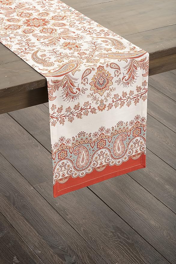 Maison d' Hermine Table Runner 100% Cotton Single Layer Table Runners 108 inches Long for Thanksgiving Christmas Decorations Home Kitchen Dining Party Wedding (Cachemire, 14.5" x 108")