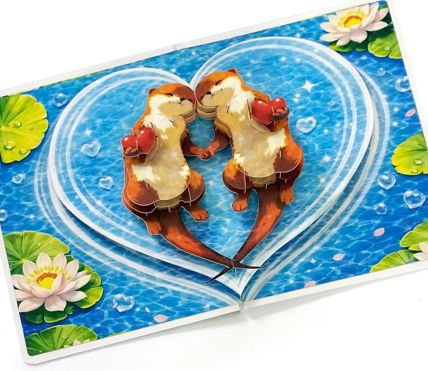 CUTPOPUP Otter Couple Pop Up Anniversary Cards, 3D Wedding Anniversary Card for Him Her Wife Husband Mum Dad, Birthday Card, Mothers Day, Happy Valentines Day Cards Romantic US8-AN185US