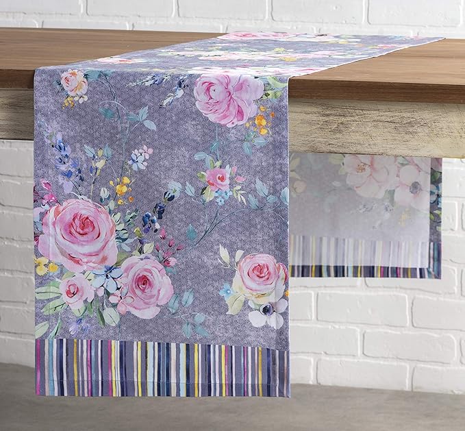Maison d' Hermine Table Runner 100% Cotton Single Layer Table Runners 72 inches Long Decorative for Home Dining Party Wedding Bridal Shower Spring Summer (Sweet Rose Lavender - Lush, 14.50" x 72")