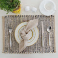 Chardin Home Natural Jute & Grey Placemats, Set of 4 – Rustic Handmade Boho Table Mats, 13x19 Inch Dining Table Placemats for Kitchen, Everyday Meals, Holidays, Farmhouse or Modern Table Décor