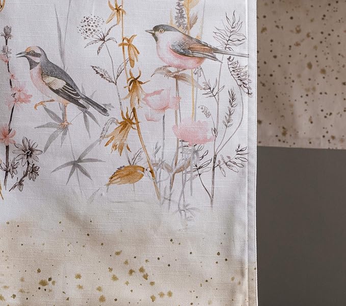 Maison d' Hermine Table Runner 100% Cotton Double Layer Table Runners 108 inches Long Decorative for Home Dining Party Wedding Bridal Shower Spring Summer (Meadow Florals - Beige, 14.50" x 108")