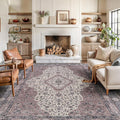 Bloom Rugs Washable Non-Slip 9' x 12' Rug - Cream/Green Traditional Medallion Area Rug for Living Room, Bedroom, Dining Room, and Kitchen - Exact Size: 9' x 12'