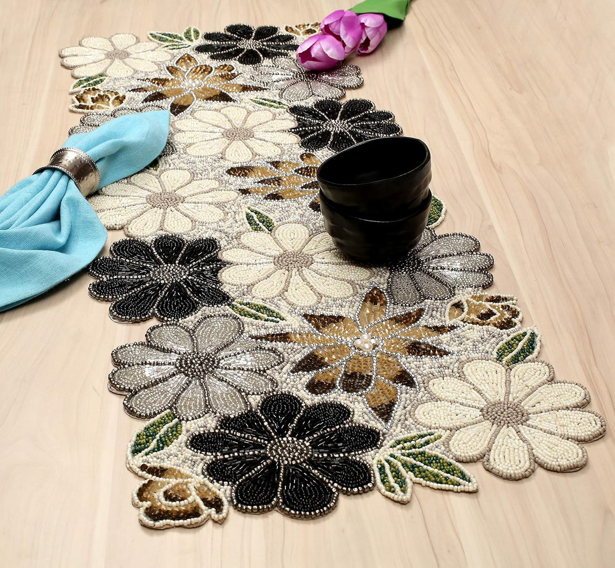 lightnpro floral handmade decorative thanksgiving christmas beaded table, main product view