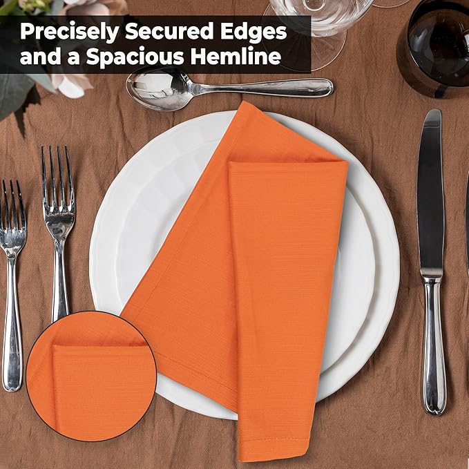 Urban Villa Cloth Napkins Halloween Dinner Napkins Solid Orange Color 20''x20'' (Set of 12) 100% Cotton Slub Absorbent Napkins Soft Durable Reusable Washable Ideal for Events Parties Everyday use