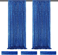 Royal Blue Curtain Panels Sequin Backdrop 6 Pieces 2ftx8ft Sparkly Curtain for Birthday Bridal Shower Theme Decorations