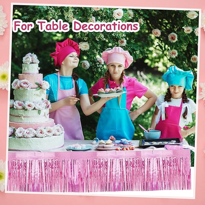 4 Pcak Each 10 Feet Glitter Pink Parade Float Decorations for Trailer Car, Glitter Foil Fringe Metallic Tinsel Streamers Banner Garland for Graduation Weeding Homecoming Birthday Party (Glitter-Pink)