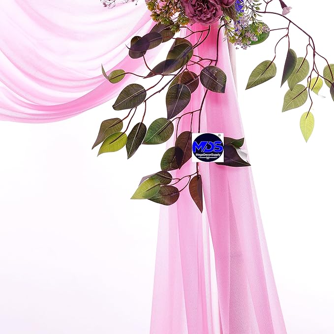 MDS Halloween Chiffon Draping Fabric - 1 Panel, 30" Wide x 100ft Long - Sheer Spooky Arbor & Canopy Drapery for Haunted House Backdrops, Party Ceilings, DIY Costumes & Themed Events - Bubblegum Pink
