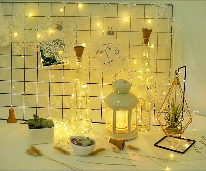 Upgraded 8 Pack Solar Wine Bottle Lights, 20LED Silver Wire Cork Lights Waterproof Fairy Lights for Liquor Bottles Crafts Party Wedding Halloween Christmas Decor(Warm White)