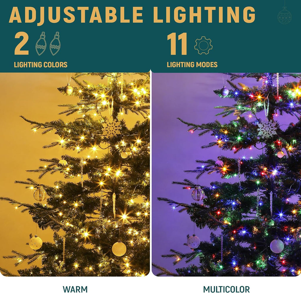 yitahome 6.5ft prelit aspen fir crystal-decorated christmas tree, close-up detail