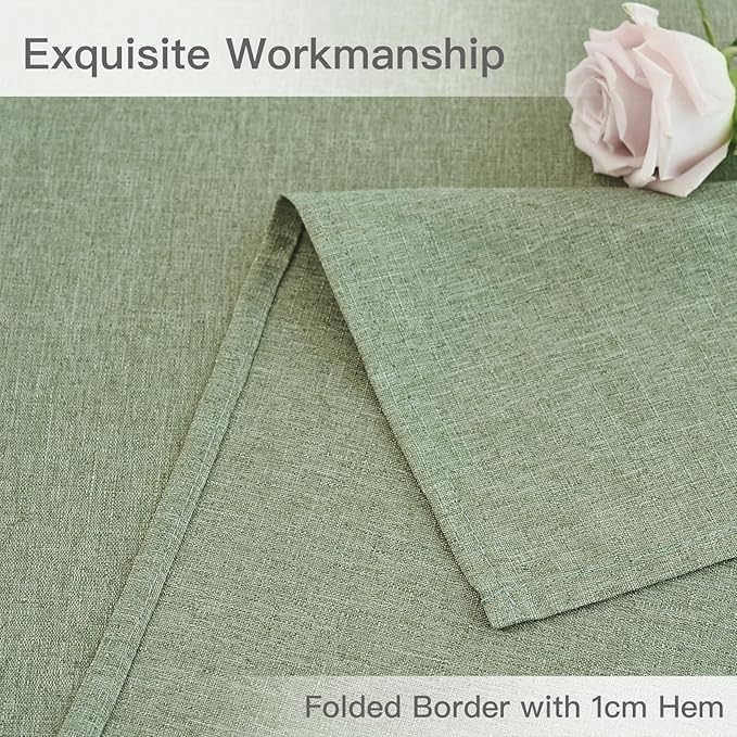 maxmill Square Tablecloth Linen Texture Stain Resistant Waterproof Wrinkle Resistant Washable Soft Table Cloth, Decorative Fabric Table Cover for Dining Room Dinner Party, 52 x 52 Inch, Sage Green