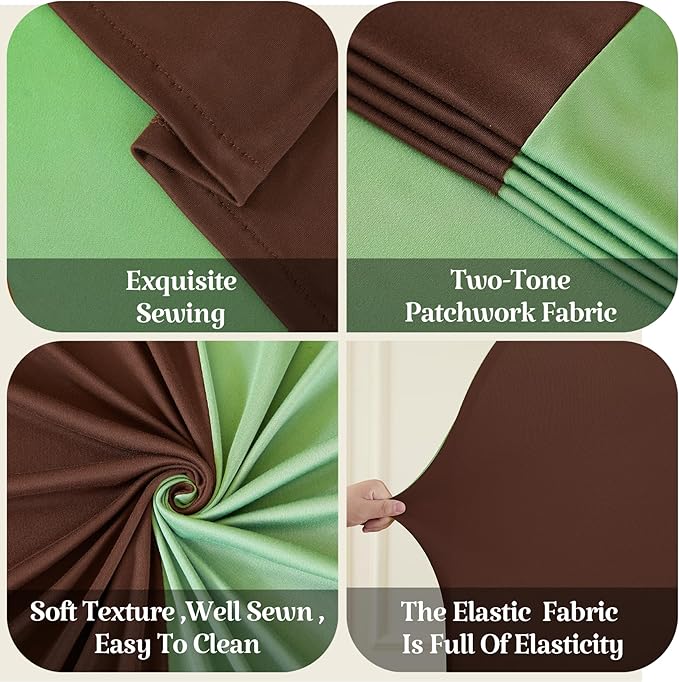 Brown Green Arch Backdrop Cover for Wedding, 7.2FT 6FT Set of 2 Stretchy Spandex Fitted Arch Stand Cover for Baby Shower, Birthday Party Decor, Chiara Backdrop Cover with Double-Sided Design