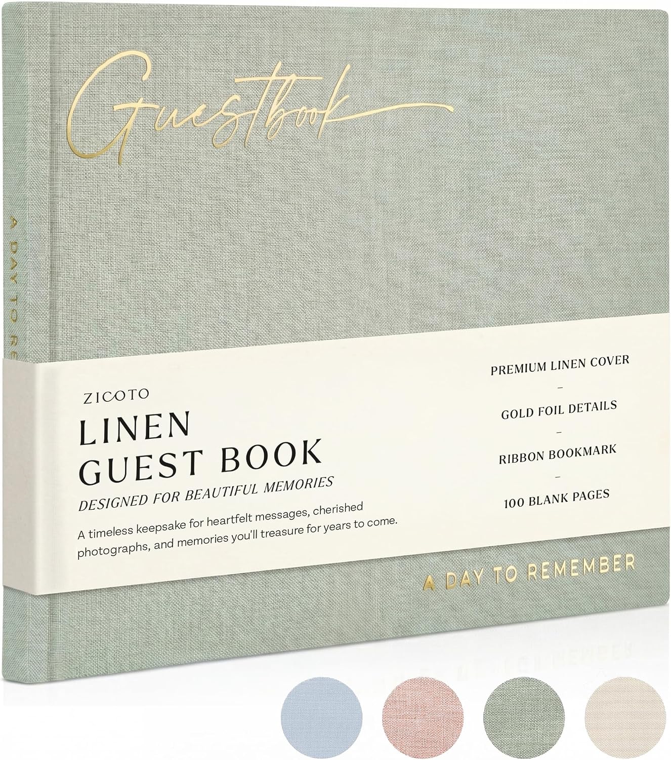 ZICOTO Beautiful Wedding Guest Book for Your Wedding Reception - Simply Elegant Guestbook to Sign in and Add Polaroid Photos - The Perfect Baby Shower Guest Book for The Special Day