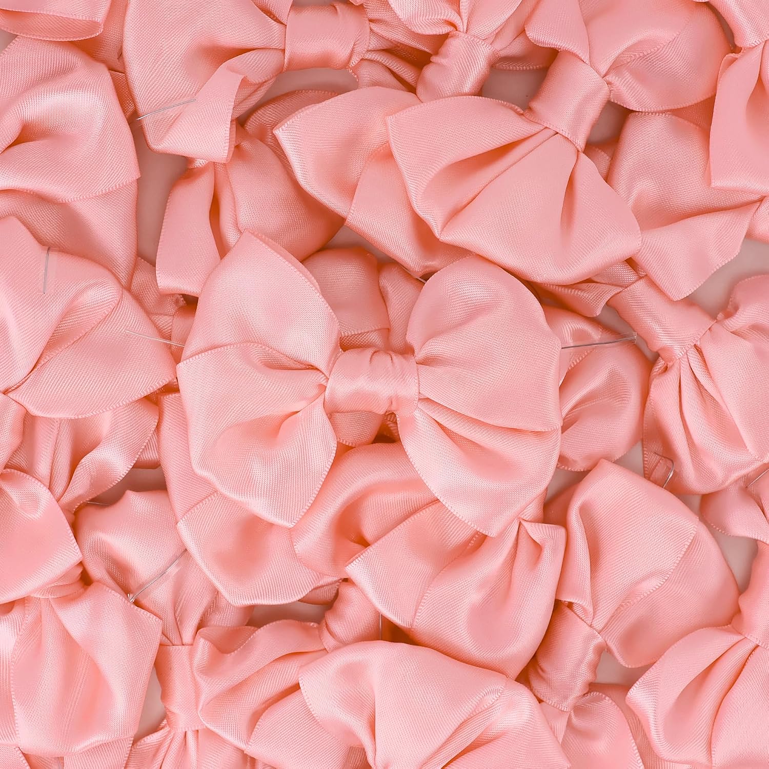 AIMUDI Pink Satin Ribbon Twist Tie Bows for Treat Bags 3.5" Baby Pink Bows for Crafts Small Pink Bows for Baby Shower Premade Bows for Cake Pops Candy Apple Wedding Favors Bridal Shower -24 Counts