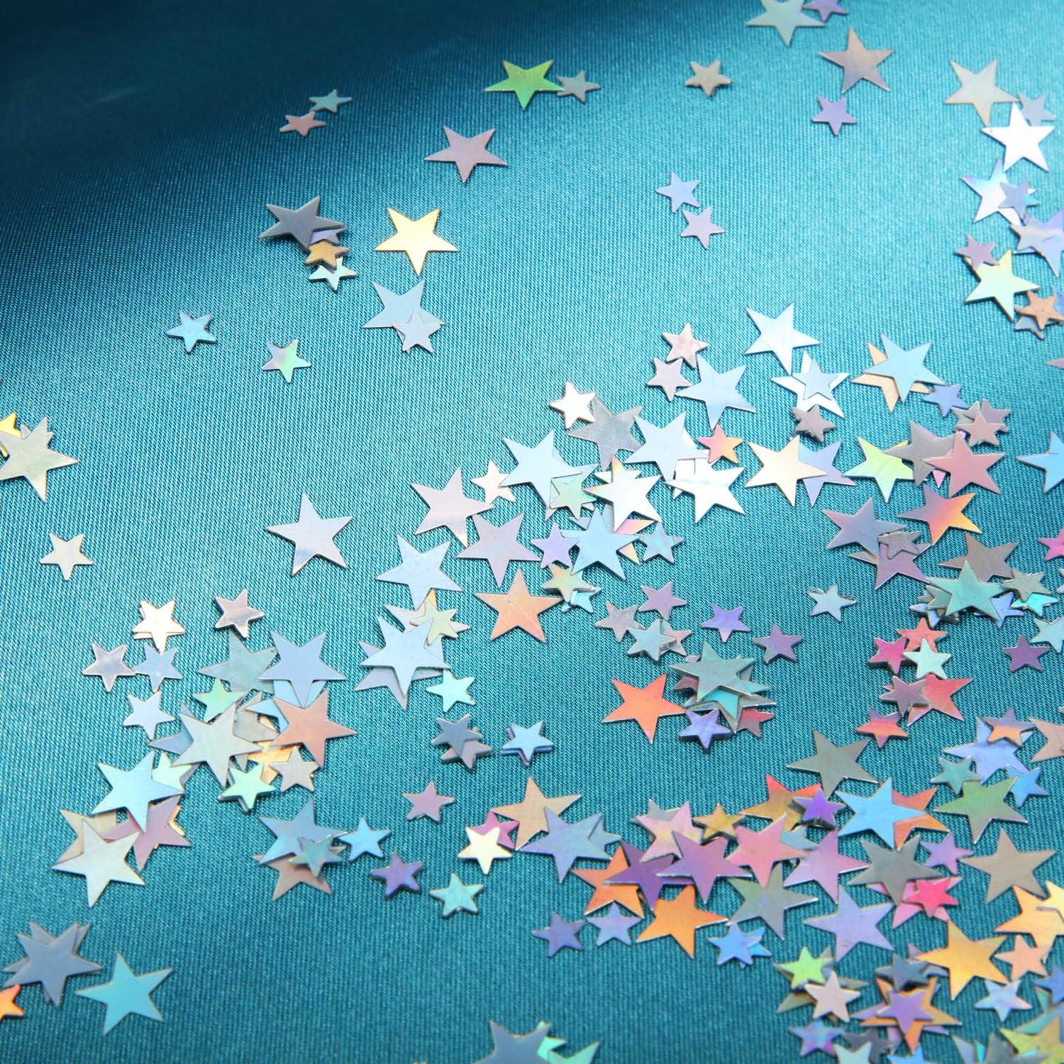 Hestya Star Confetti Glitter Table Confetti Metallic Foil Stars for Graduation Wedding Birthday Party Decorations(Holographic Silver,10mm and 6mm,60g)